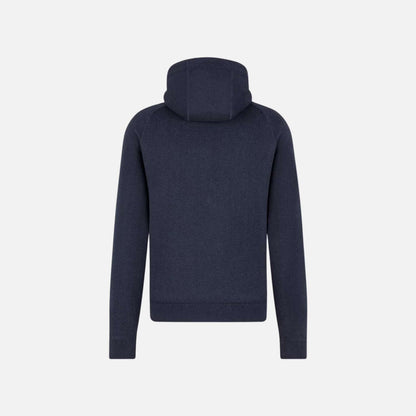 Hooded Track Jacket In Cotton And Cashmere Knit