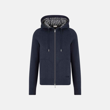Hooded Track Jacket In Cotton And Cashmere Knit
