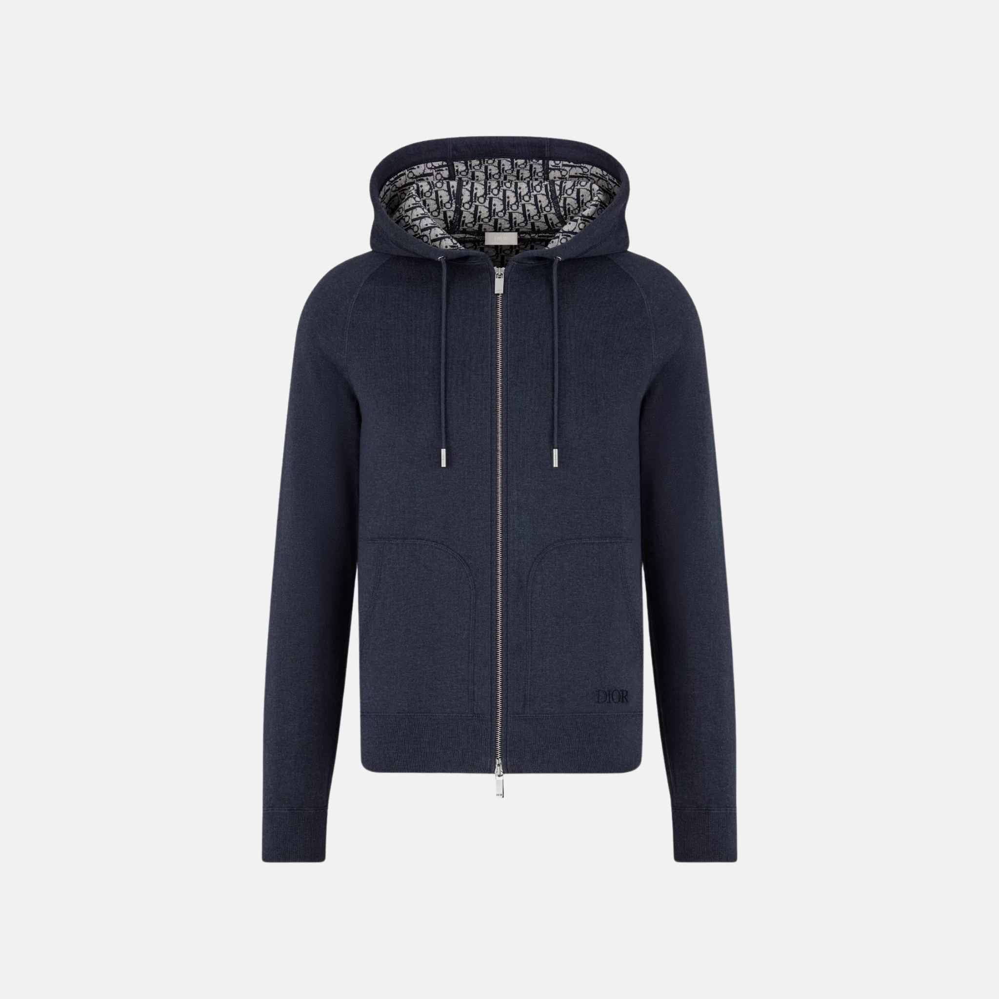 Hooded Track Jacket In Cotton And Cashmere Knit