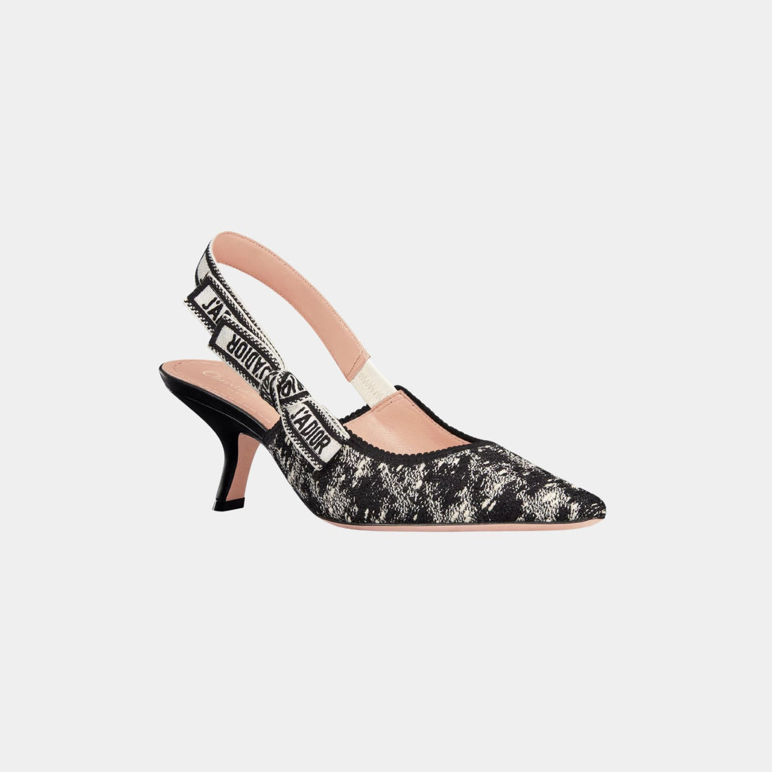 JAdior Slingback Pump Black And White Houndstooth Tweed