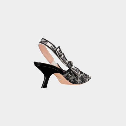 JAdior Slingback Pump Black And White Houndstooth Tweed