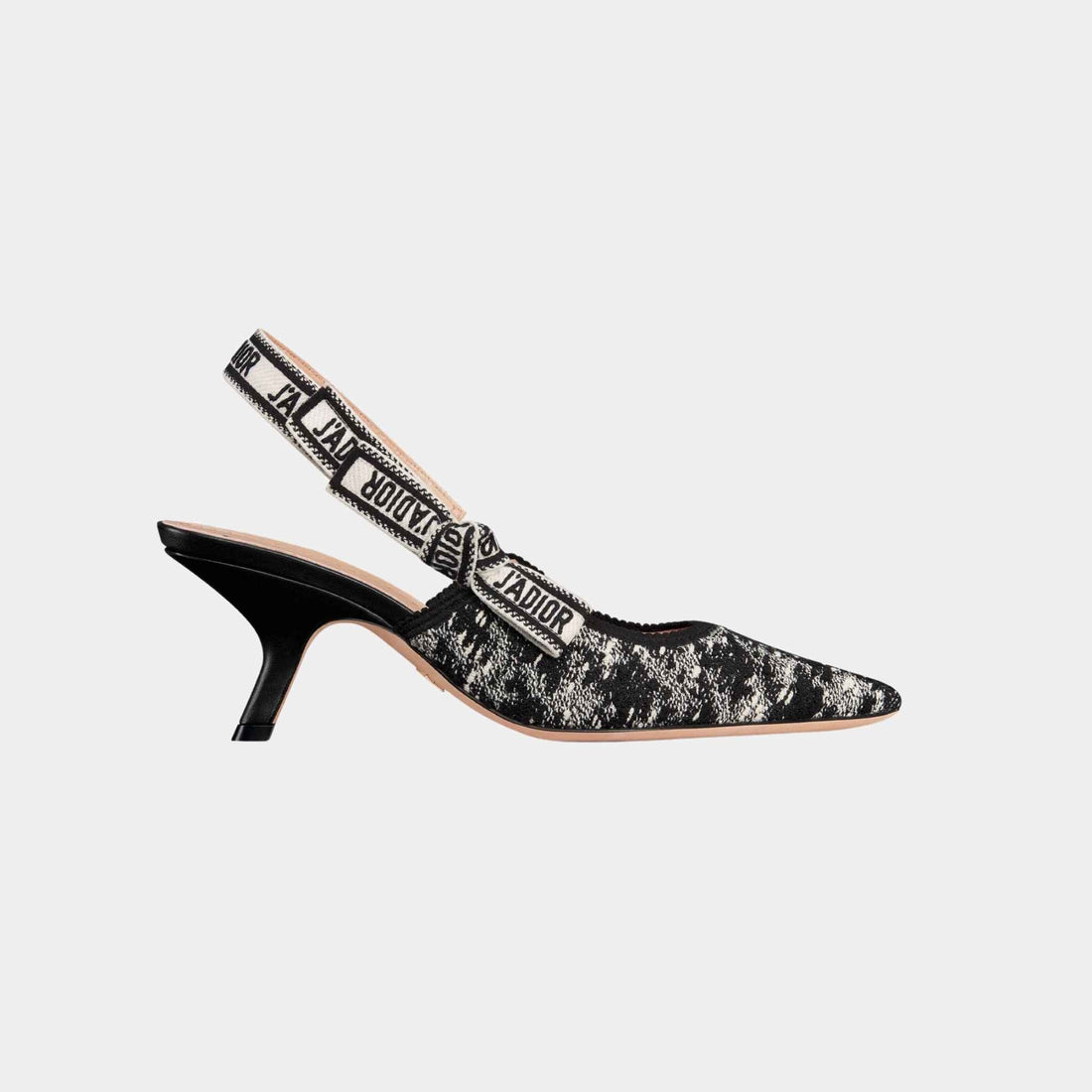 JAdior Slingback Pump Black And White Houndstooth Tweed