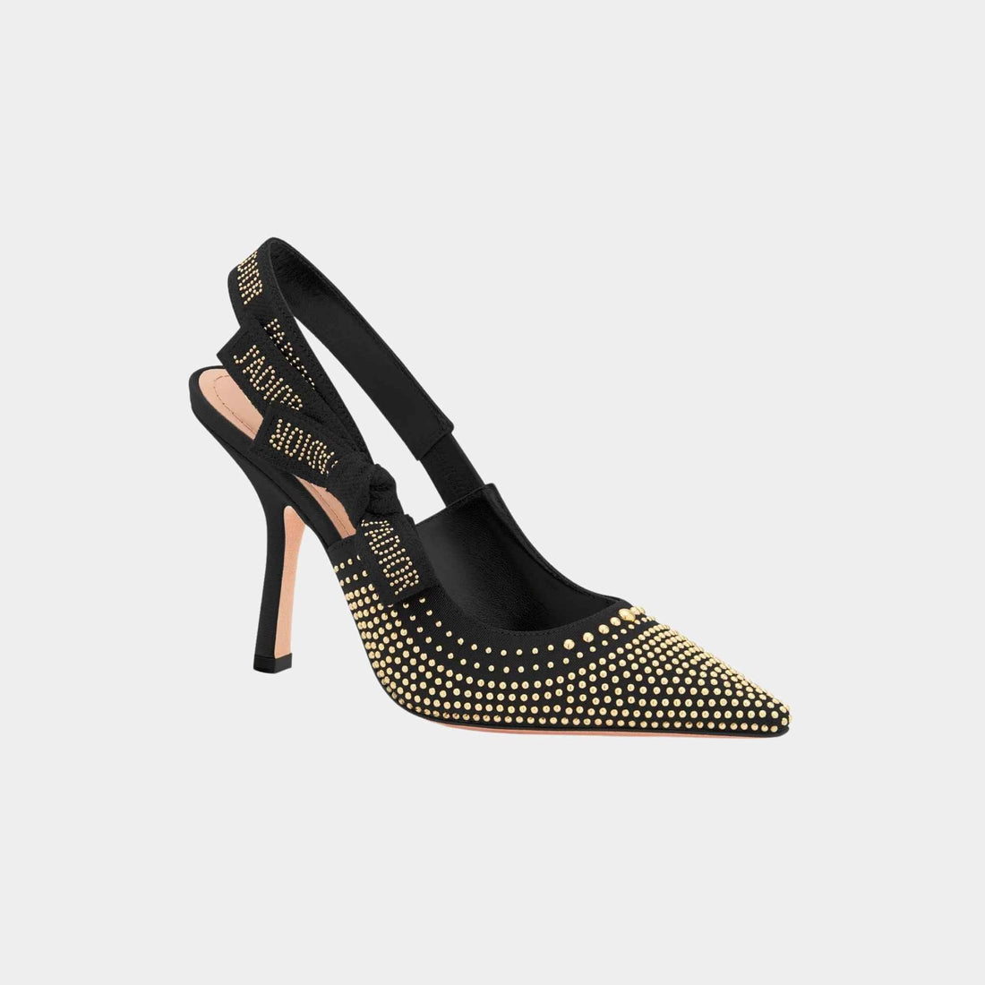 JAdior Slingback Pump Black Grosgrain And Gold Finish Studs
