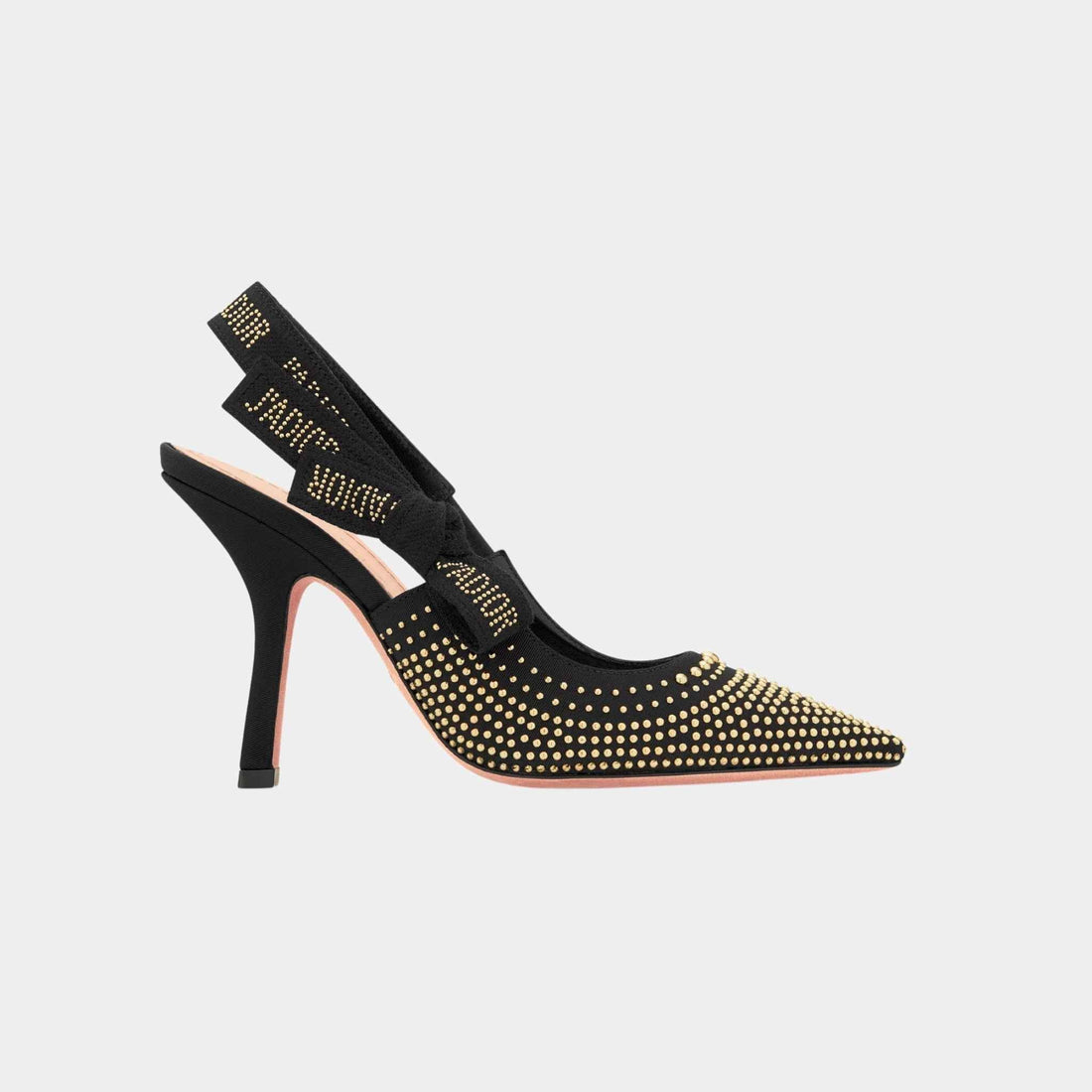 JAdior Slingback Pump Black Grosgrain And Gold Finish Studs