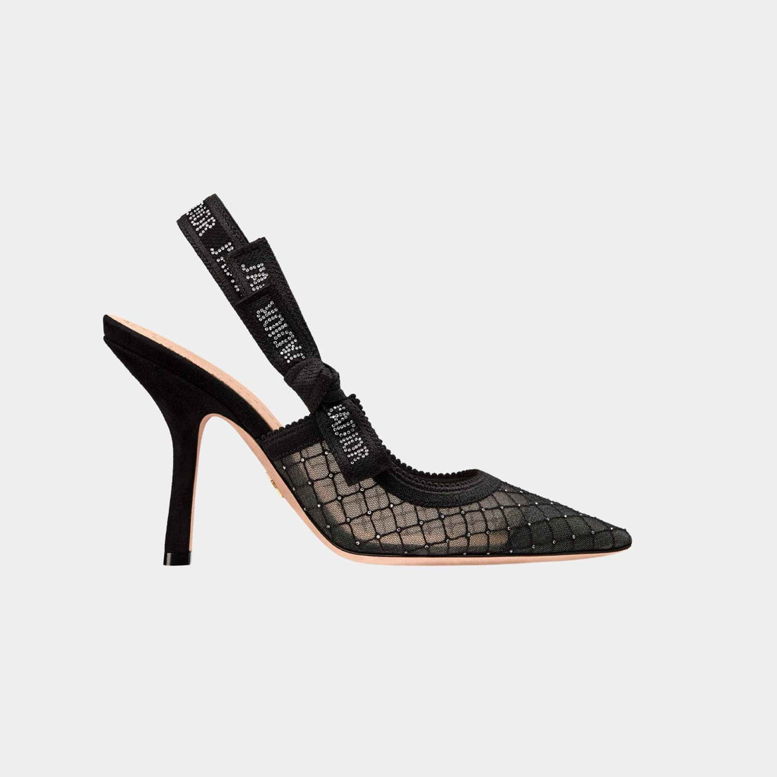 JAdior Slingback Pump Black Transparent Mesh Silver Tone Strass