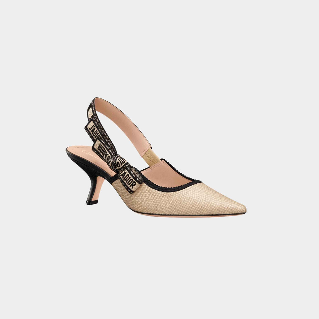 JAdior Slingback Pump Heels Natural Raffia And Black