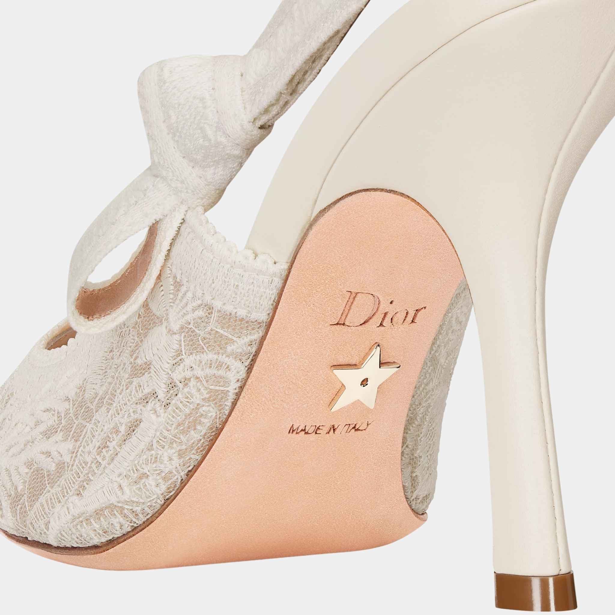 JAdior Slingback Pump Heels Transparent Mesh Embroidered
