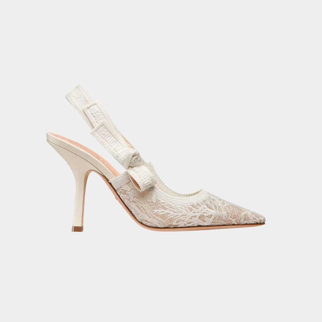 JAdior Slingback Pump Heels Transparent Mesh Embroidered