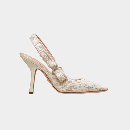 JAdior Slingback Pump White and Gold Tone Millefiori