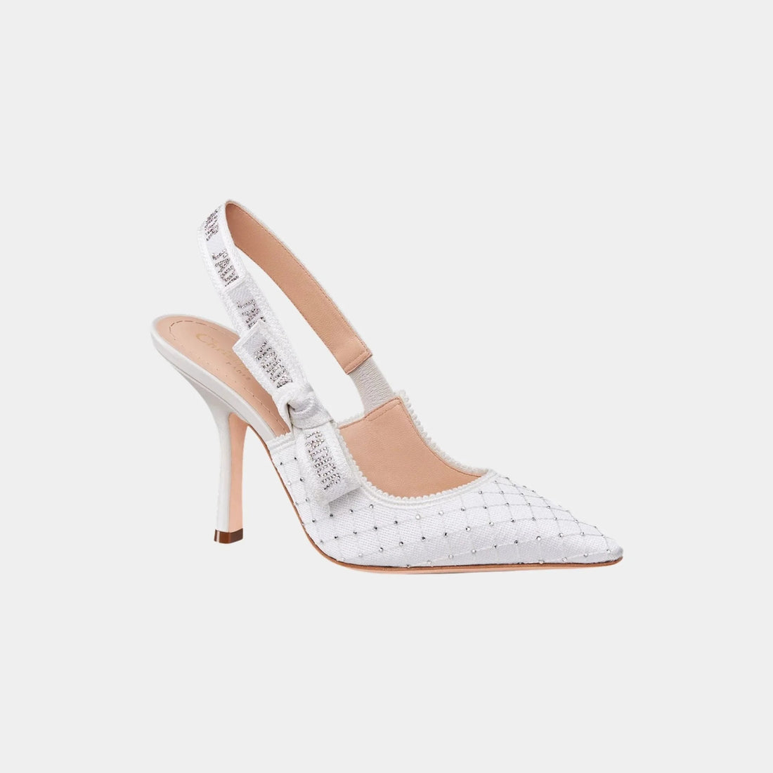 J Adior Slingback Pumps Embroidered Cotton and Rhinestones