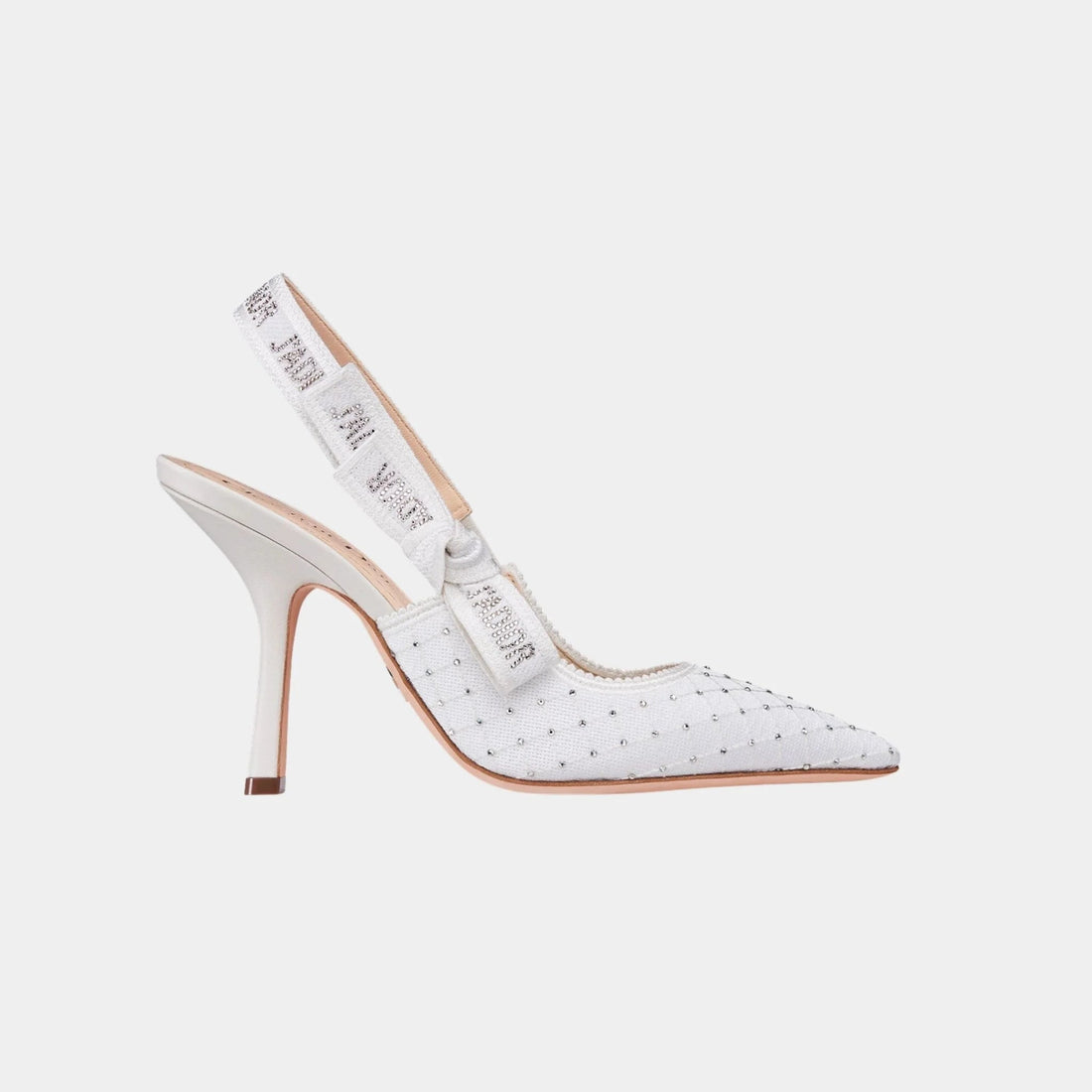 J Adior Slingback Pumps Embroidered Cotton and Rhinestones
