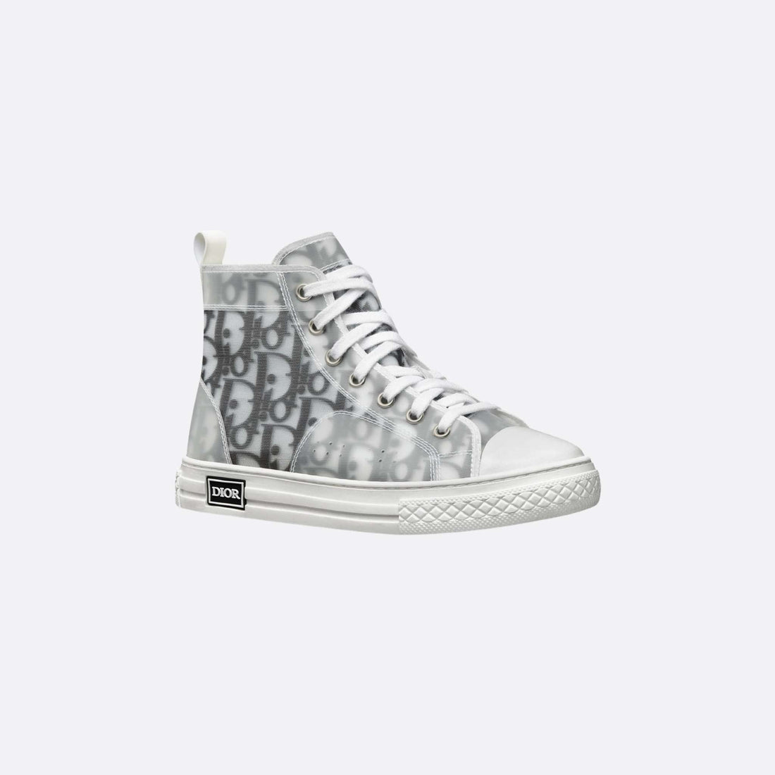 Kids B23 High-Top Sneaker in White Black Oblique Canvas