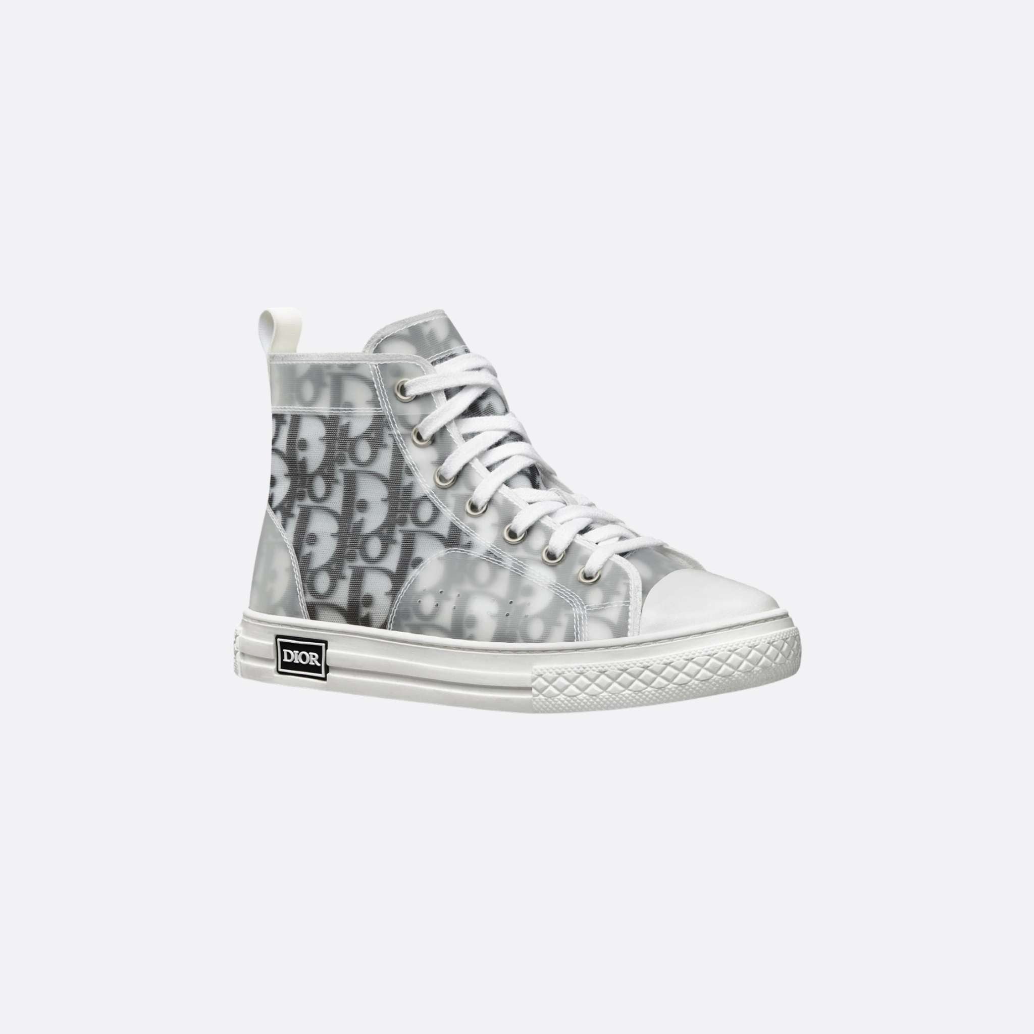 Kids B23 High-Top Sneaker in White Black Oblique Canvas