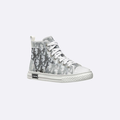Kids B23 High-Top Sneaker in White Black Oblique Canvas
