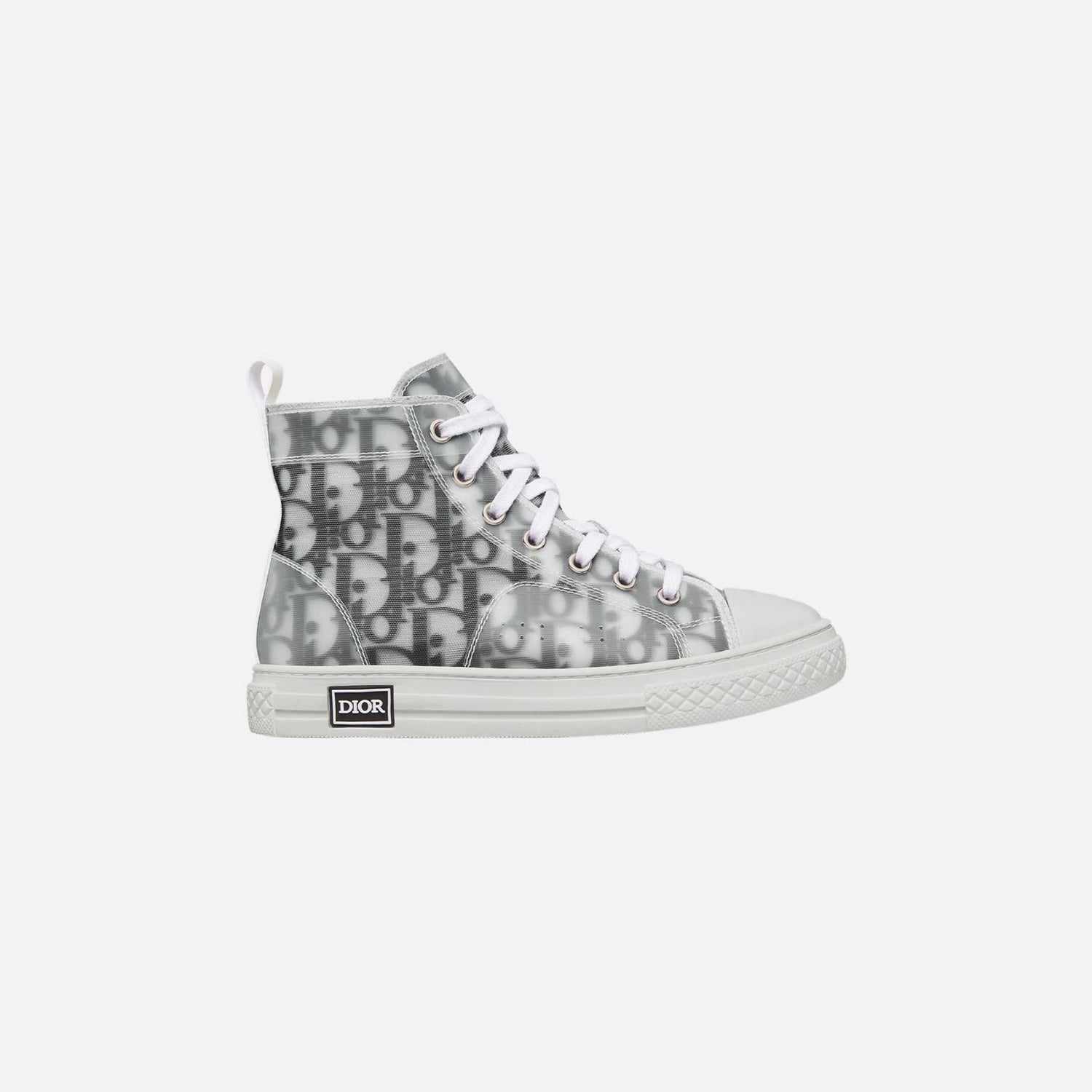 Kids B23 High-Top Sneaker in White Black Oblique Canvas