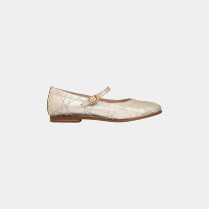 Kids Ballet Flat Cannage Calfskin