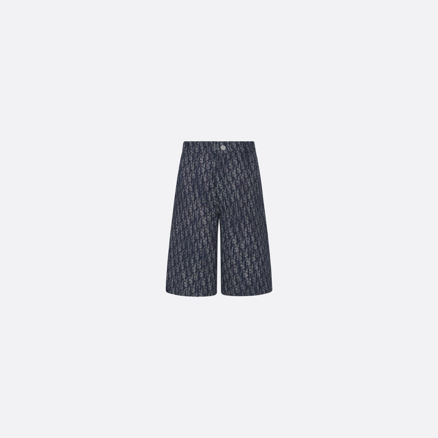 Kids Bermuda Shorts Blue Oblique Cotton Gabardine Jacquard