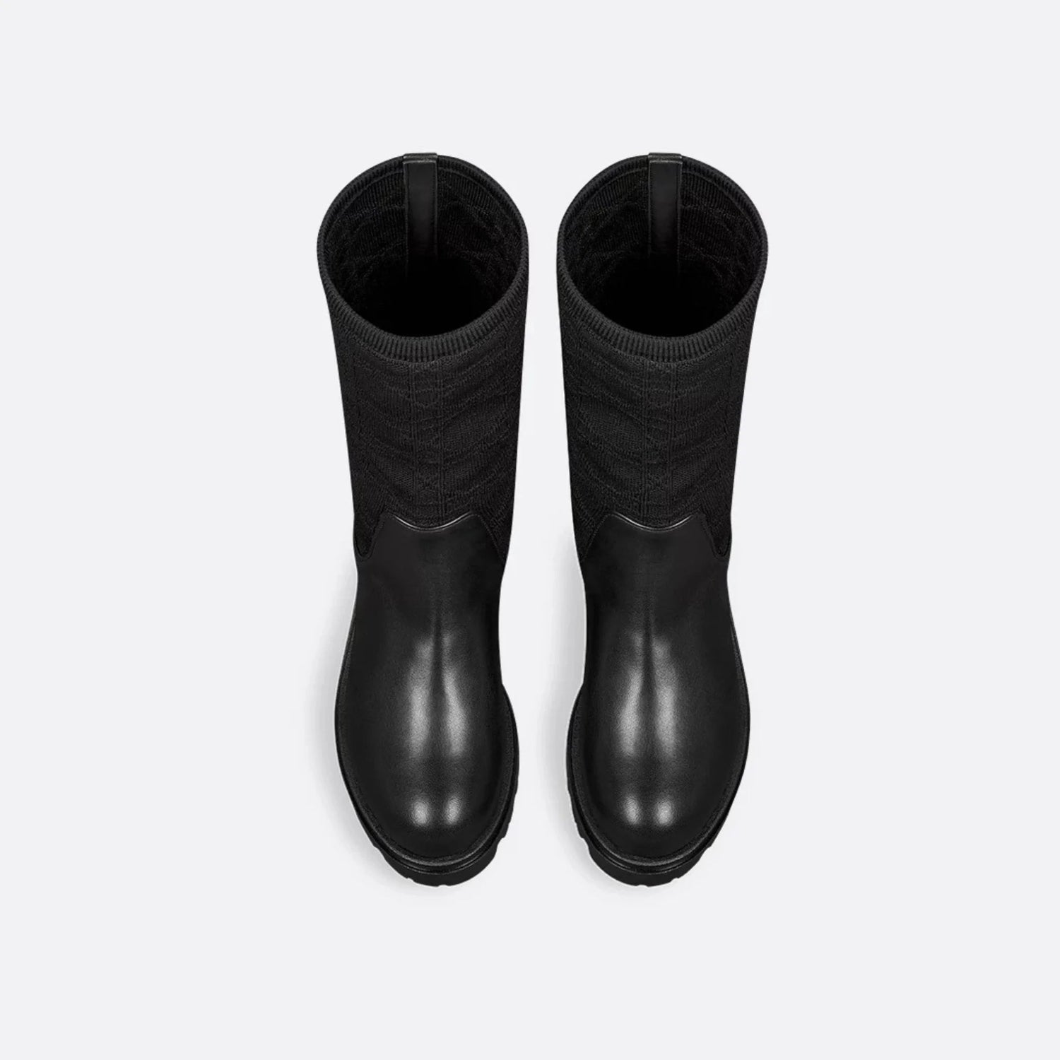 Kids Boot Black Cannage Jacquard Knit and Calfskin