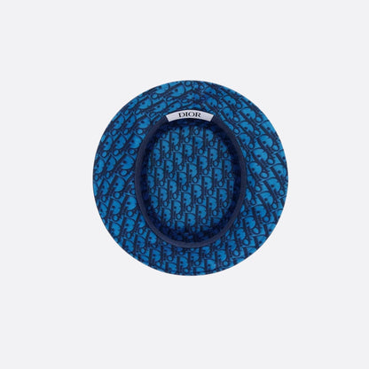 Kids Bucket Hat Navy Blue Dior Oblique Technical Fabric
