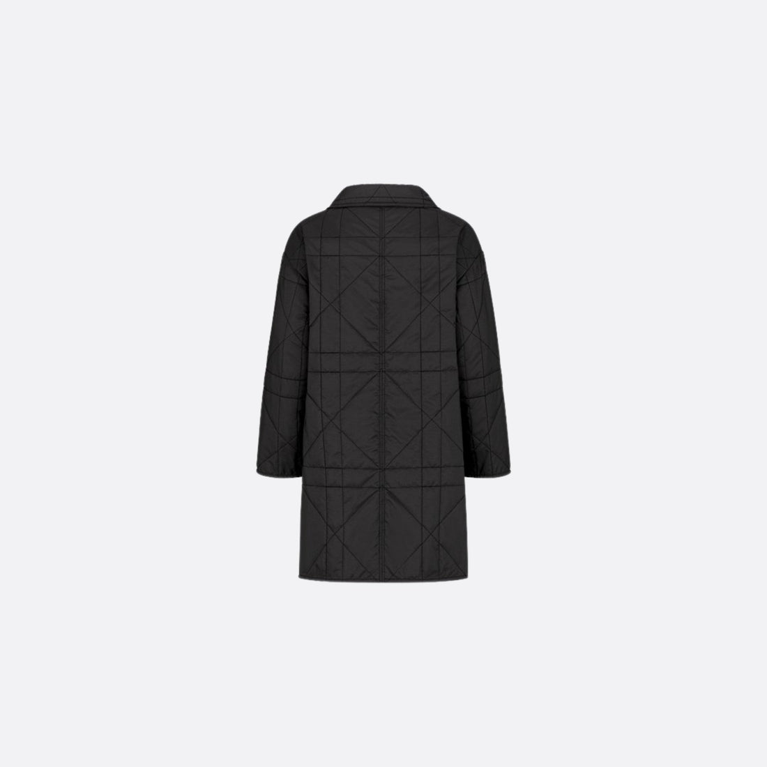 Kids Coat Black Quilted Macrocannage Technical Fabric
