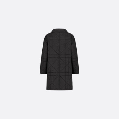 Kids Coat Black Quilted Macrocannage Technical Fabric