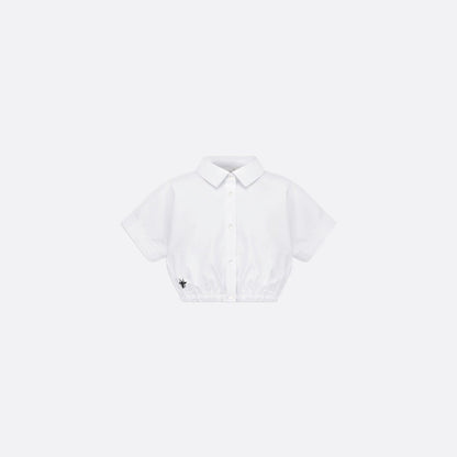 Kids Cropped Shirt White Cotton Poplin