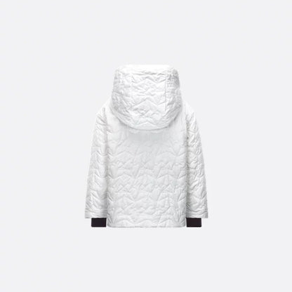 Kids Hooded Parka Ivory Water-Repellent Fabric with Stars