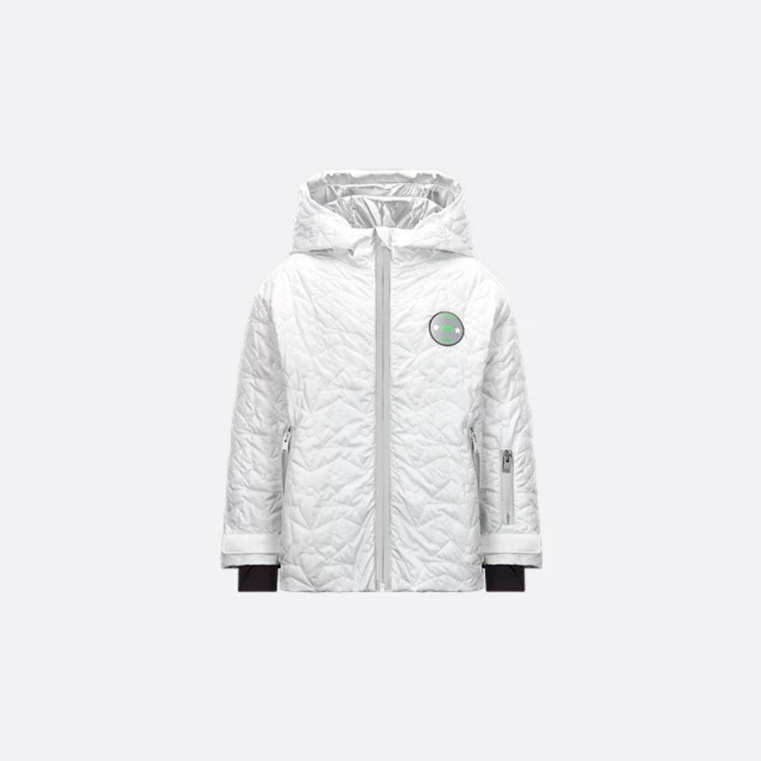 Kids Hooded Parka Ivory Water-Repellent Fabric with Stars