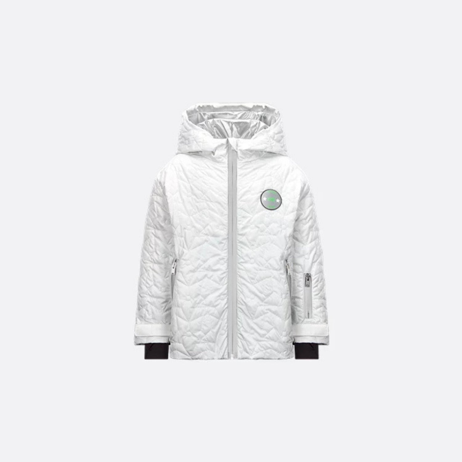 Kids Hooded Parka Ivory Water-Repellent Fabric with Stars