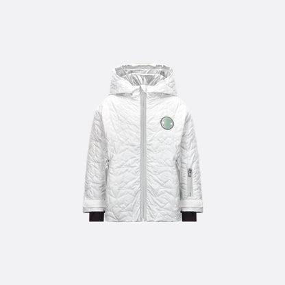 Kids Hooded Parka Ivory Water-Repellent Fabric with Stars