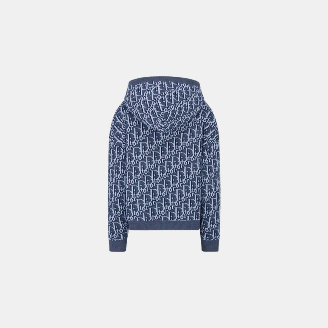 Kids Hoodie Blue Dior Oblique Cotton Hemp Knit Jacquard