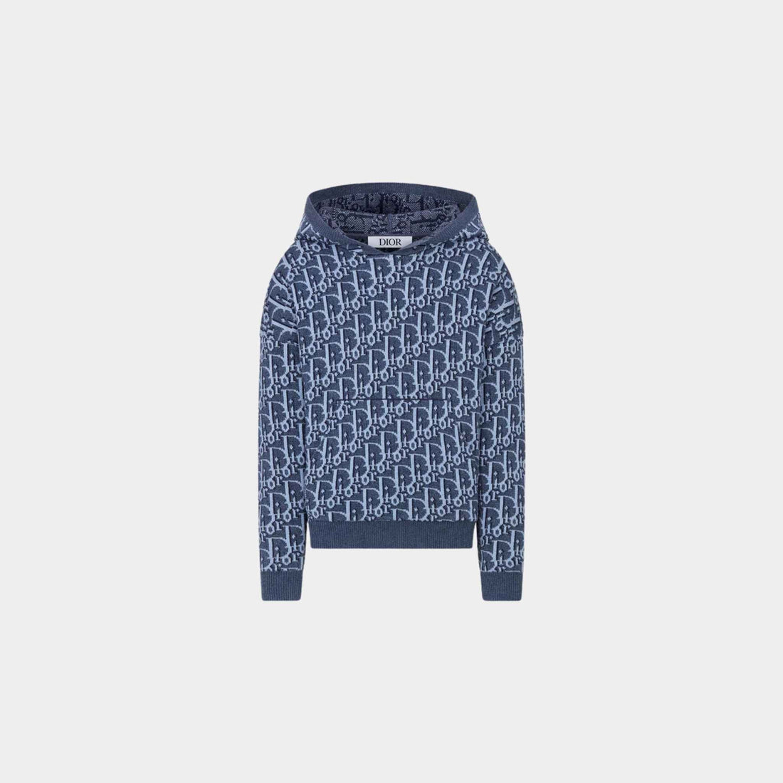 Kids Hoodie Blue Dior Oblique Cotton Hemp Knit Jacquard
