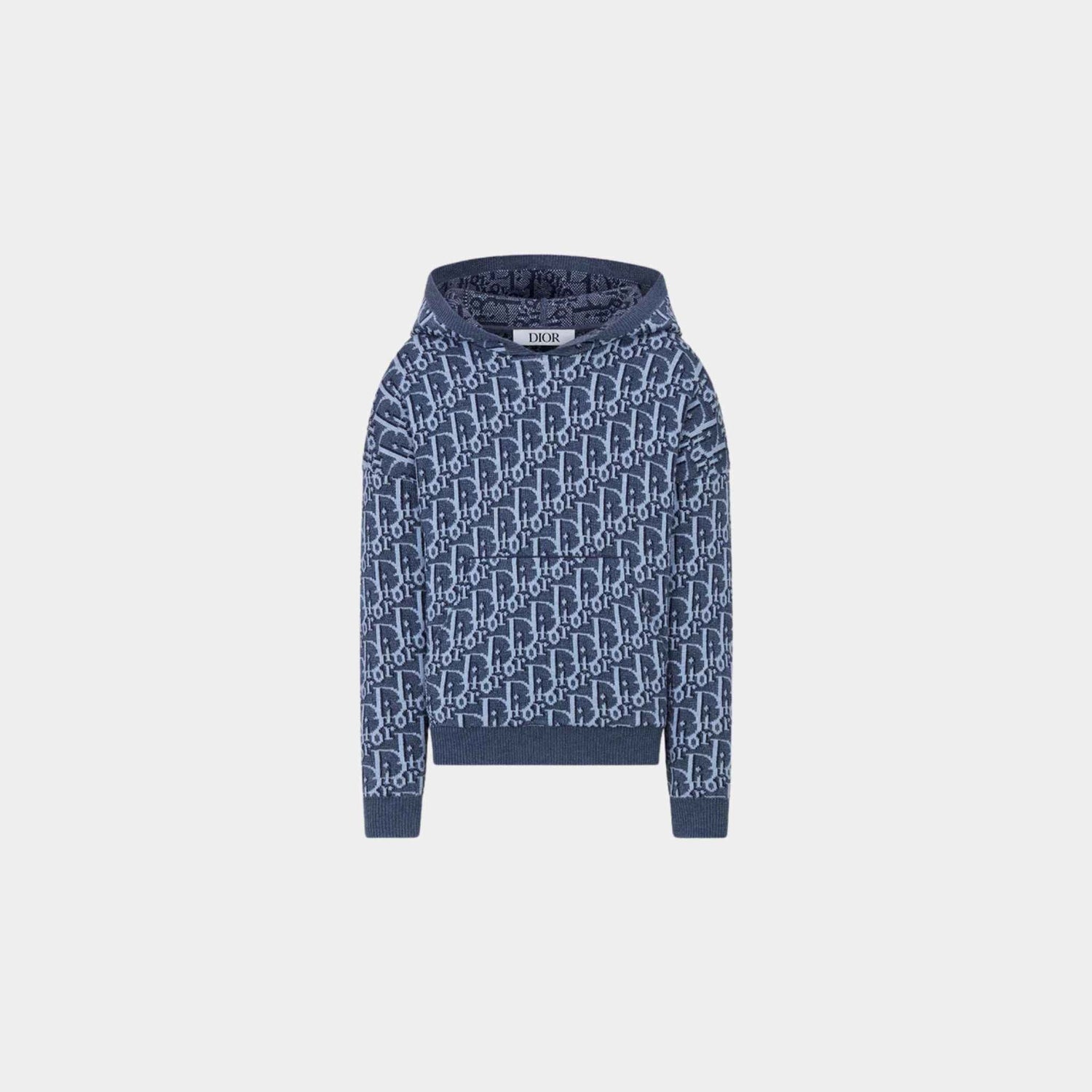 Kids Hoodie Blue Dior Oblique Cotton Hemp Knit Jacquard