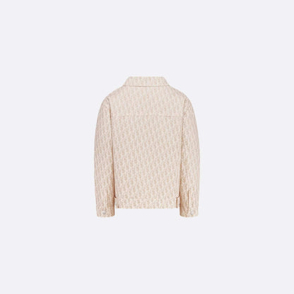 Kids Jacket Beige Basket Weave Cotton Ivory Dior Oblique Motif