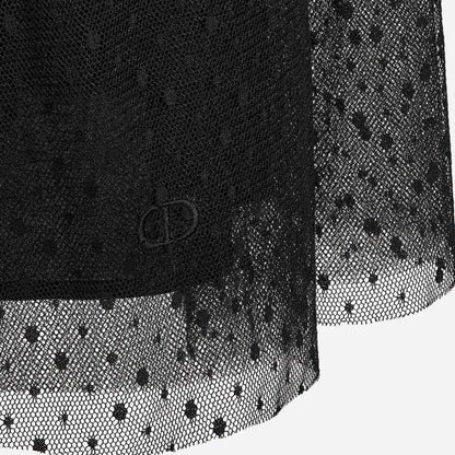 Kids Long Skirt Black Plumetis Tulle