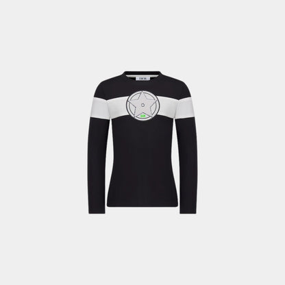 Kids Long Sleeved T Shirt Black and White Technical Jersey