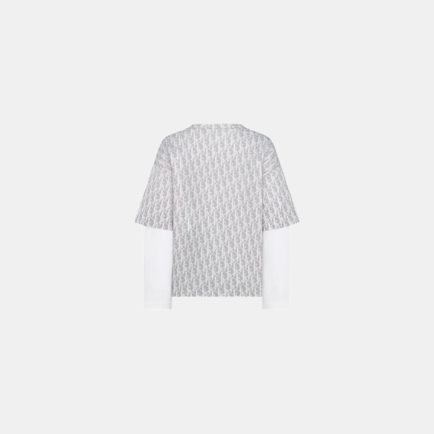 Kids Long-Sleeved T Shirt Gray And Beige Oblique Cotton Jersey