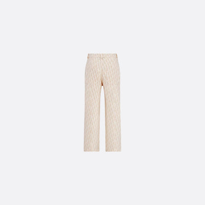 Kids Pants Beige Basket Weave Cotton Ivory Dior Oblique Motif