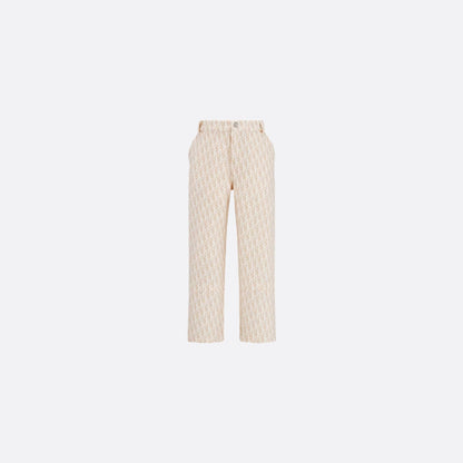 Kids Pants Beige Basket Weave Cotton Ivory Dior Oblique Motif