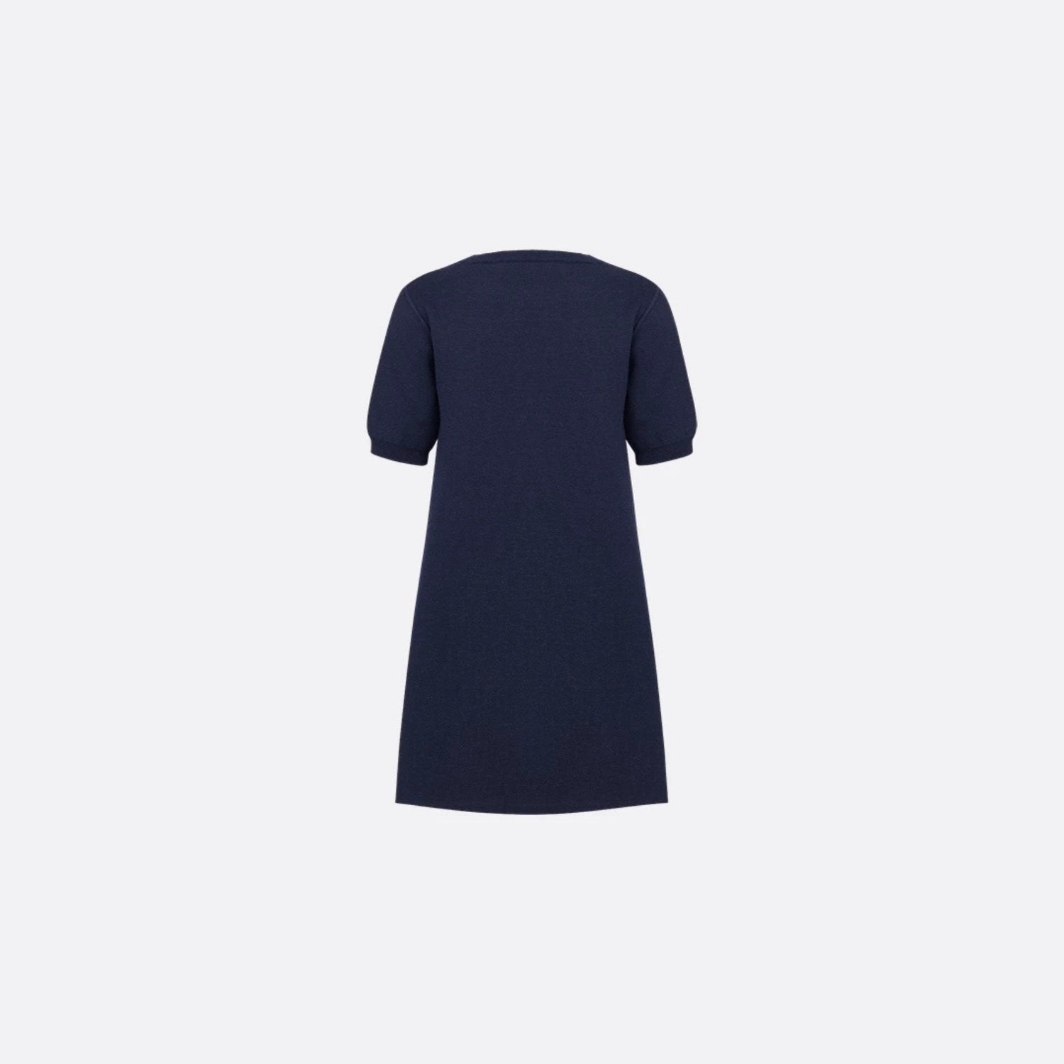 Kids Reversible A-Line Dress in Navy Wool &amp; Jacquard
