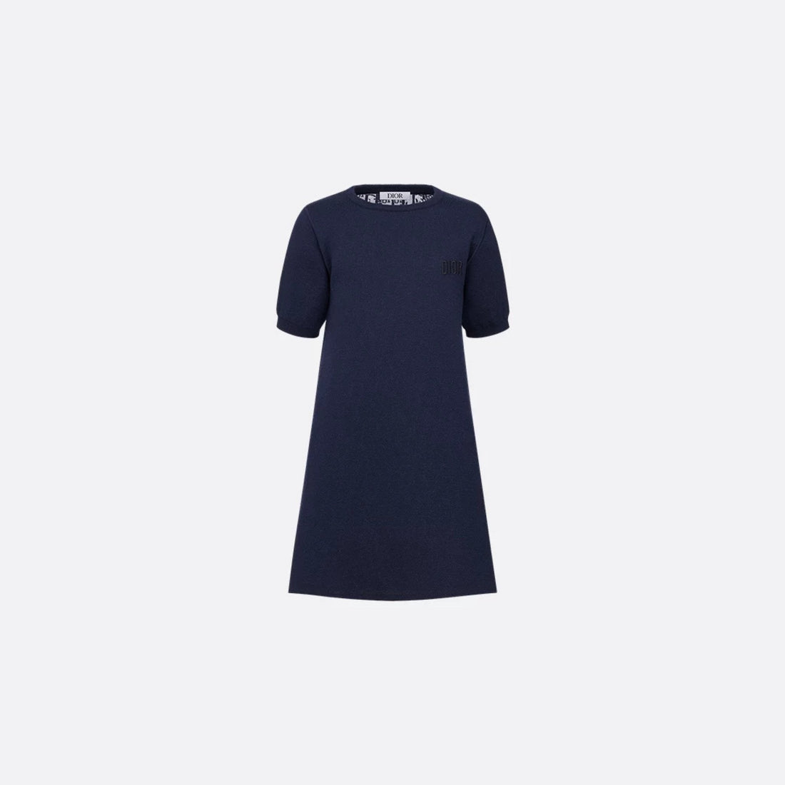 Kids Reversible A-Line Dress in Navy Wool &amp; Jacquard