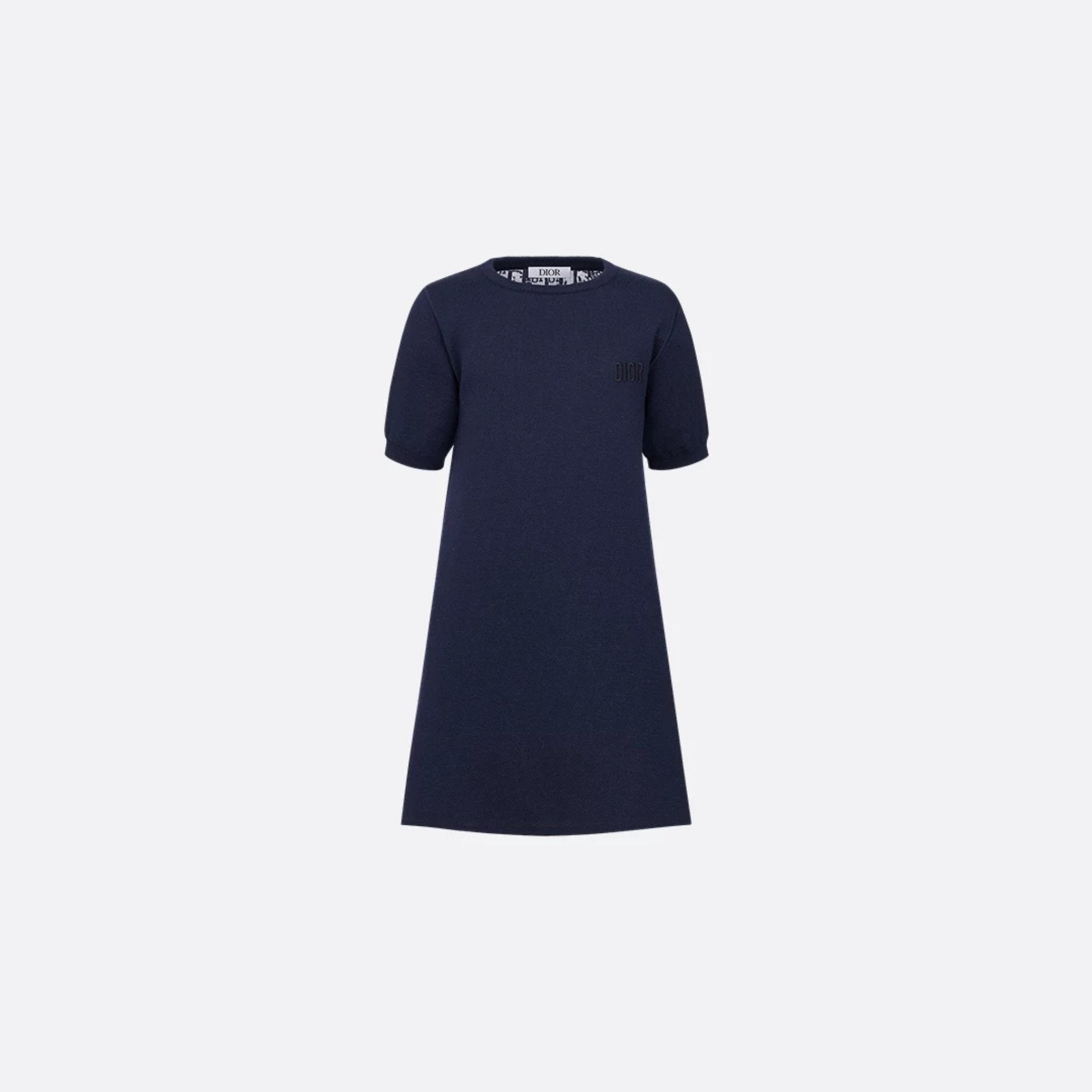 Kids Reversible A-Line Dress in Navy Wool &amp; Jacquard