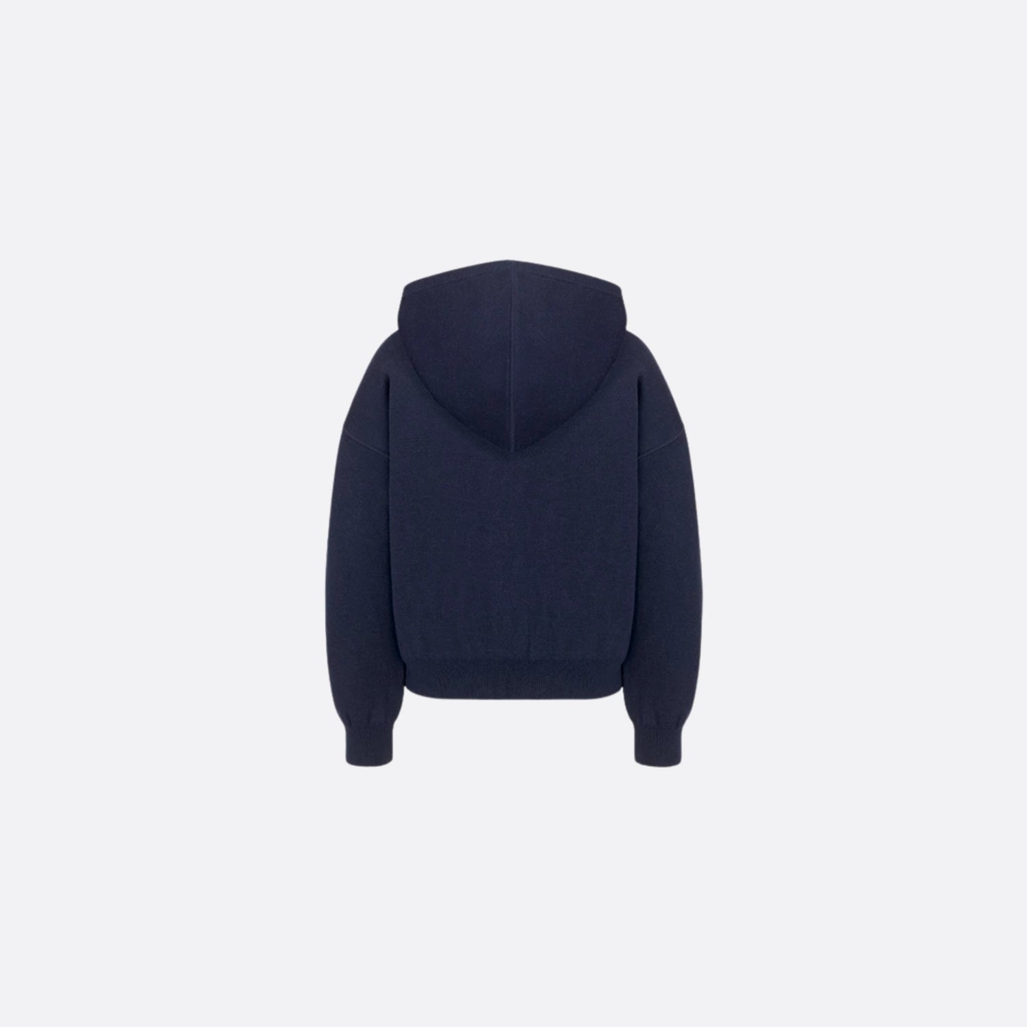 Kids Reversible Navy Blue Wool Knit Zipped Cardigan with Hood