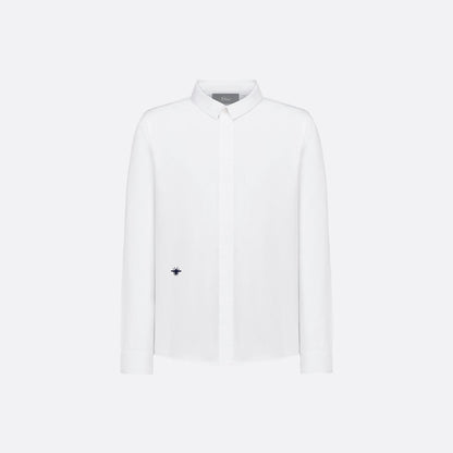 Kids Shirt White Cotton-Blend Poplin