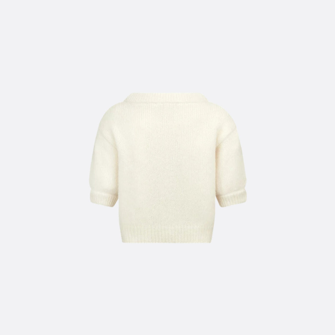 Kids Short Sleeved Sweater Ivory Alpaca And Wool-Blend Knit