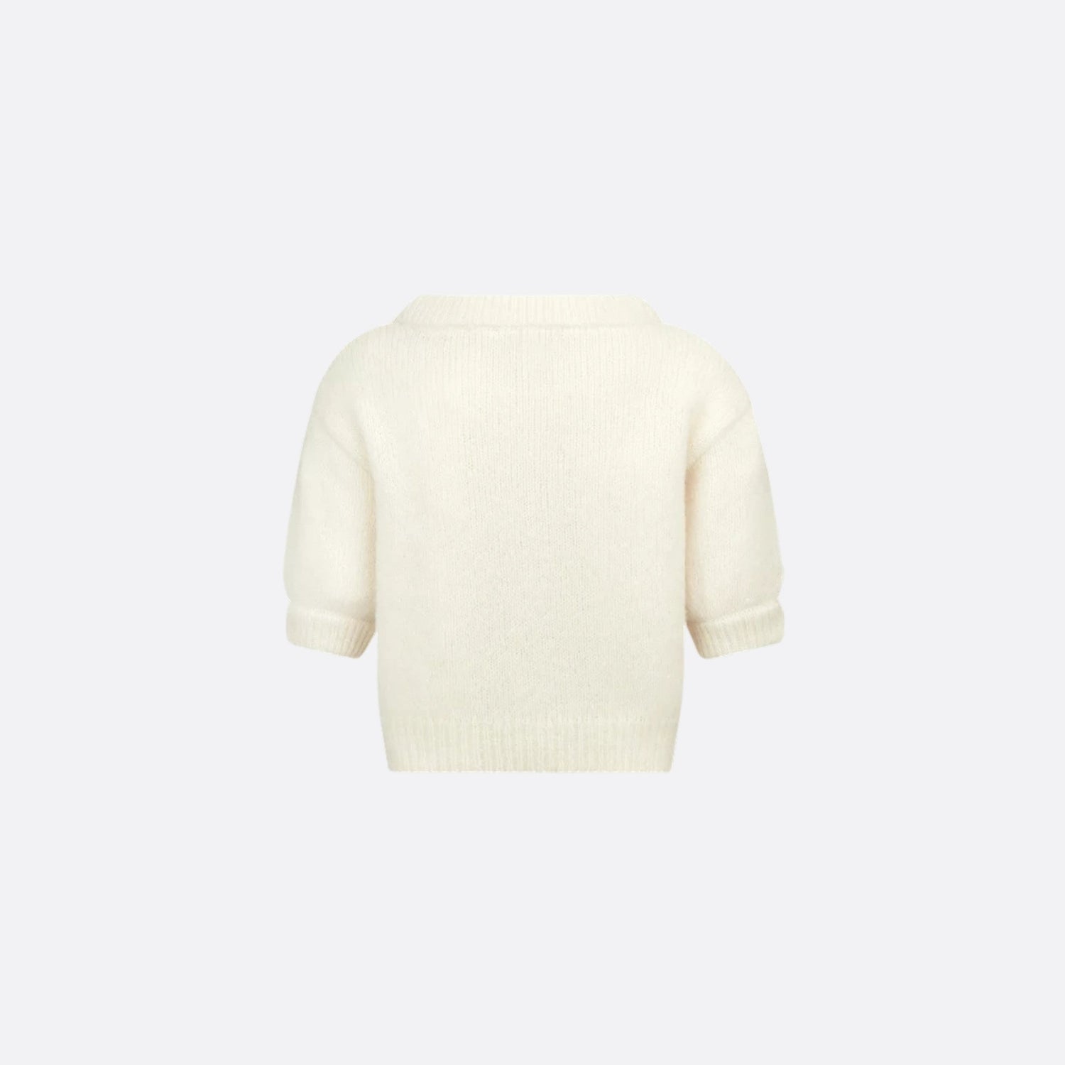 Kids Short Sleeved Sweater Ivory Alpaca And Wool-Blend Knit