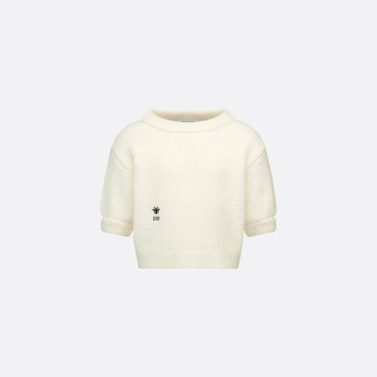 Kids Short Sleeved Sweater Ivory Alpaca And Wool-Blend Knit