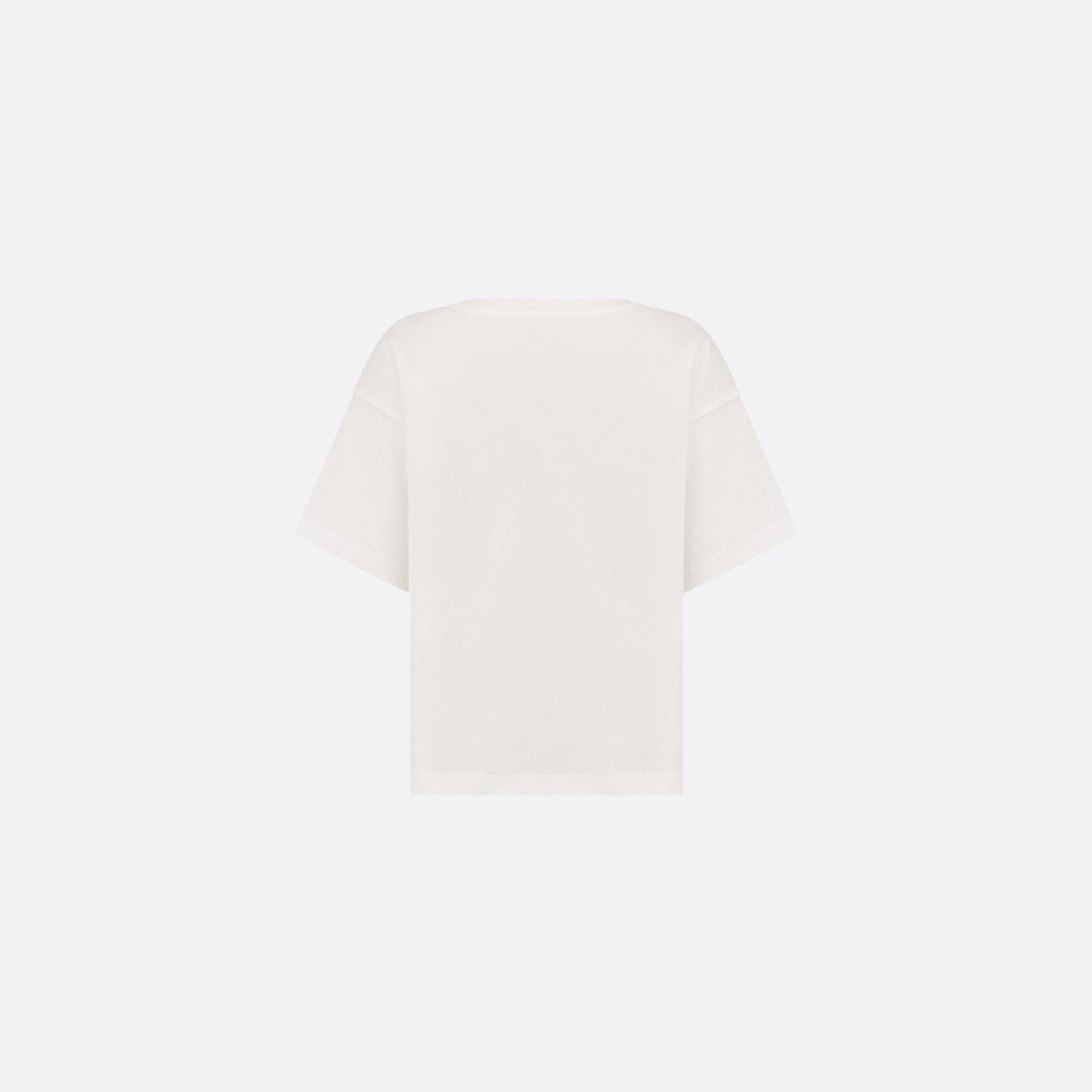 Kids T-Shirt Ivory Cotton Jersey Mint Green Dior Embroidery