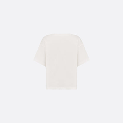 Kids T-Shirt Ivory Cotton Jersey Mint Green Dior Embroidery