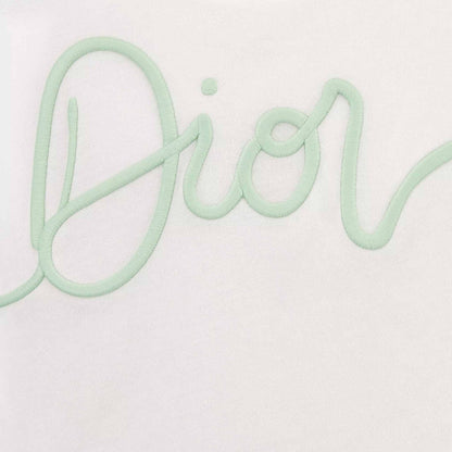 Kids T-Shirt Ivory Cotton Jersey Mint Green Dior Embroidery